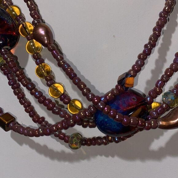 Stunning Multilayered Beaded Natural Stone Necklace with Toggle Clasp Closure - Picture 6 of 14